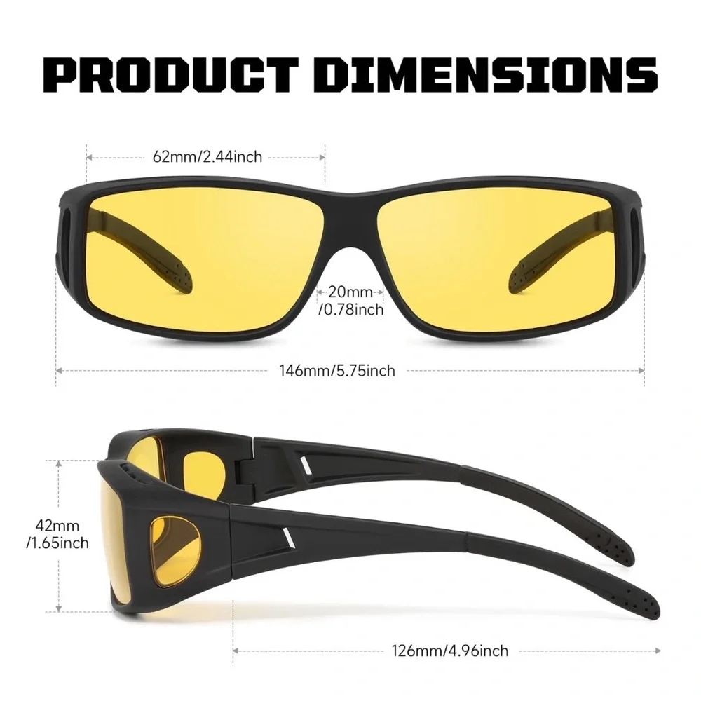 Night Driving for Men Women, Night Vision Glasses Fit Over Glasses Sunglasses...